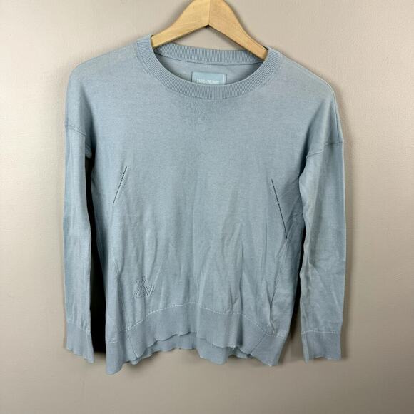 Zadig & Voltaire Cici Patch Star Light Blue Cotton Sweater Size Med NEW - Picture 1 of 10